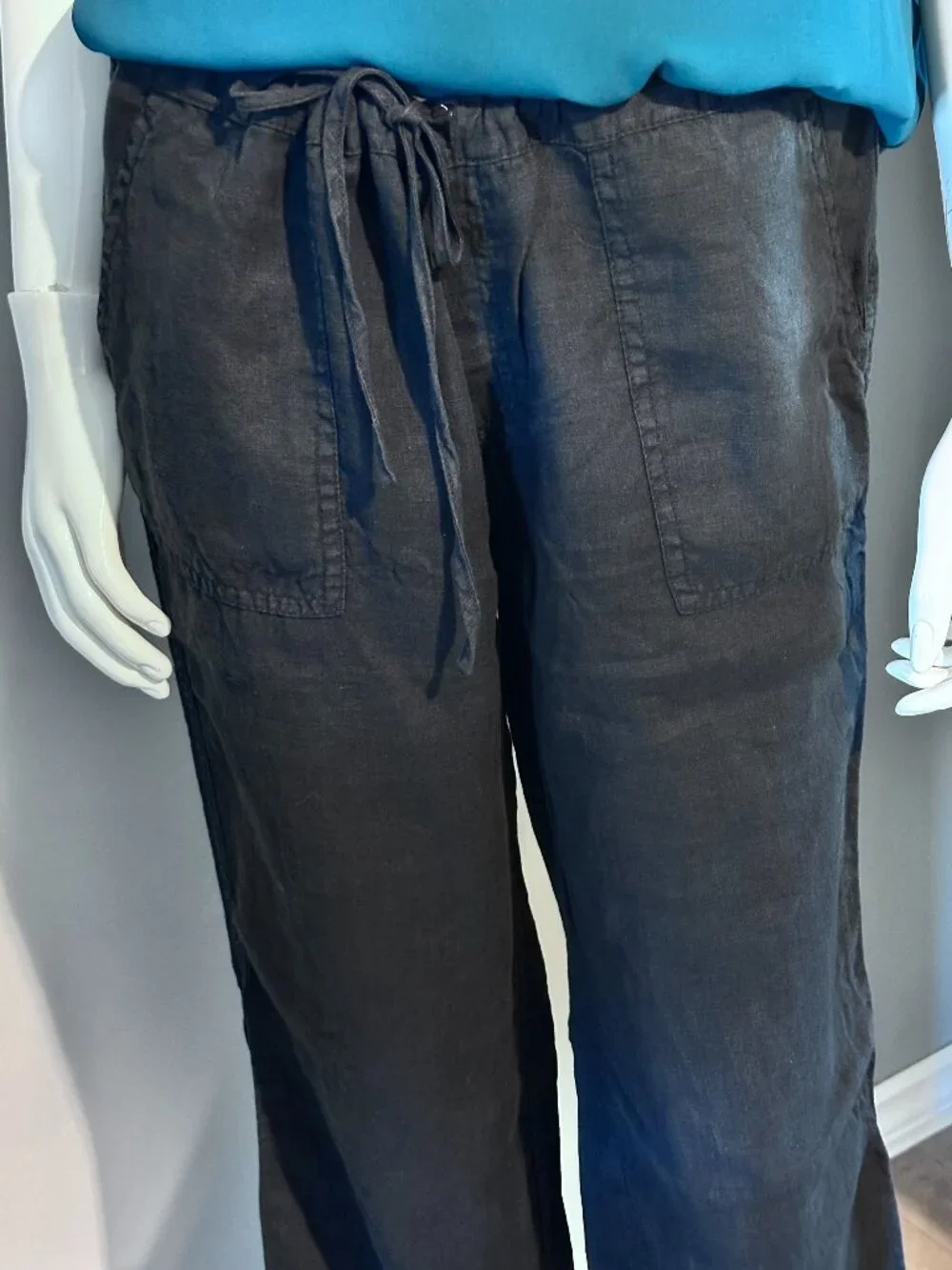 J.Crew Black Linen Drawstring Pants - Picture 1 of 2